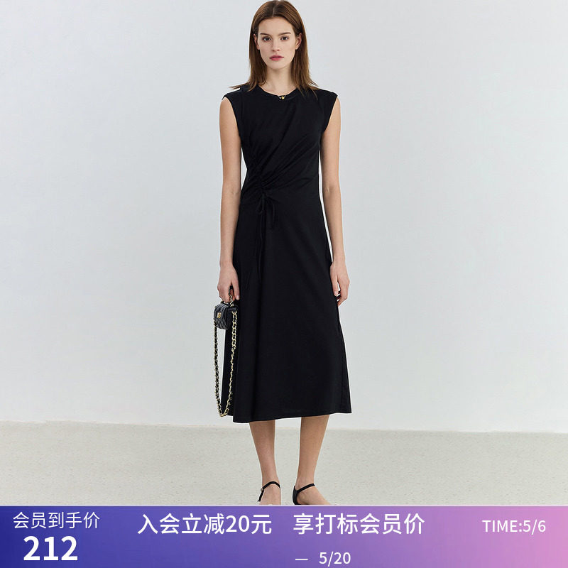 【商场同款】LILY夏新款女装设计感修身气质都市连衣裙小黑裙