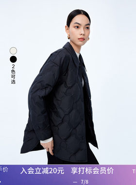 LILY冬新款女装保暖鸭绒通勤款中长款衬衫羽绒服外套小个子女