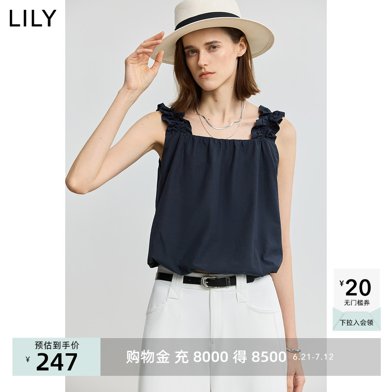 LILY2025夏季新款女装设计感时髦宽松休闲洋气吊带背心上衣套头衫