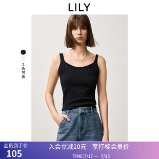 【商场同款】LILY春设计感镂空百搭吊带背心针织衫女内搭打底