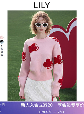 【幸运花毛衣】LILY2025春新款女装FAKEROOM合作系列针织衫毛衣女
