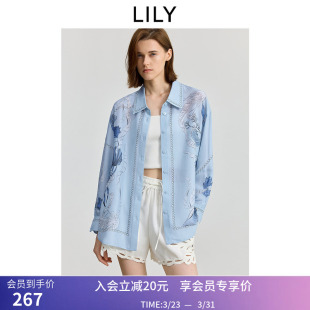 LILY夏新款 商场同款 法式 印花休闲薄款 外套女 衬衫 ART系列