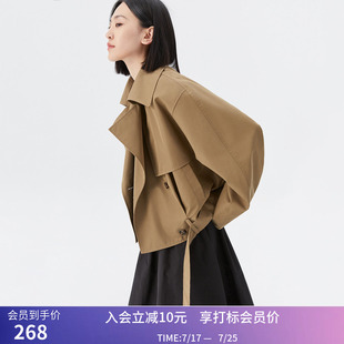 【商场同款】LILY秋新款女装复古时尚通勤宽松短款风衣外套女