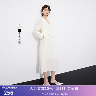 【商场同款】LILY春新款女装仿桑蚕丝气质垂坠感长款连衣裙女