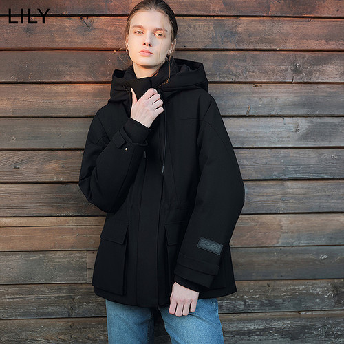 【法奢白金】羊毛风衣壳LILY2025冬季中长新款外套加厚鹅绒羽绒服