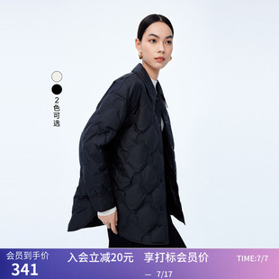 LILY冬新款女装保暖鸭绒通勤款中长款衬衫羽绒服外套小个子女