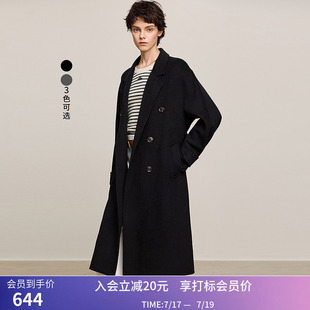 LILY冬季新款女装气质赫本风宽松休闲高级感双面呢大衣女外套