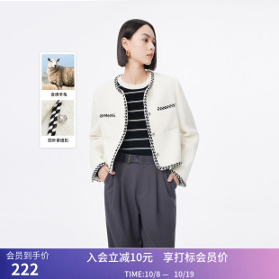 LILY冬新款女装含绵羊毛气质小香风优雅通勤温柔短外套小个子