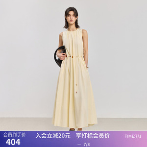 【商场同款】LILY夏新款莱赛尔棉法式度假风收腰背心连衣裙女
