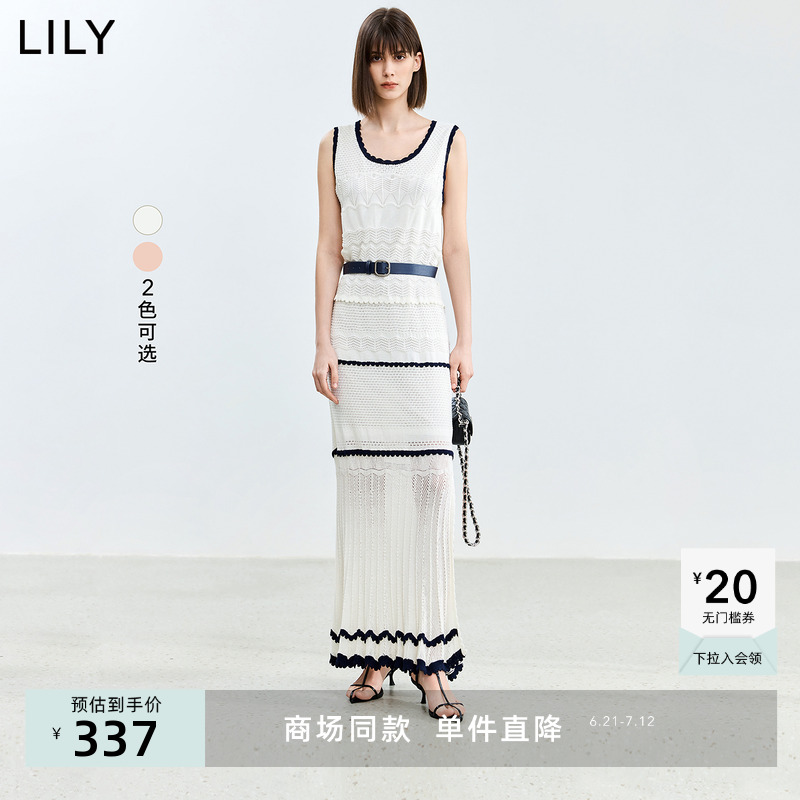 【商场同款】LILY2024夏新款女装波西米亚风设计感时尚凉感连衣裙
