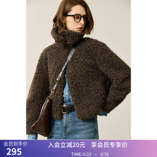 复古摇粒绒翻领宽松百搭仿皮草毛绒外套女短款 LILY冬新款 女装