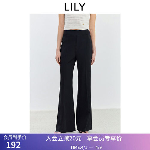 【商场同款】LILY夏新款女装复古通勤显瘦高腰喇叭裤休闲裤