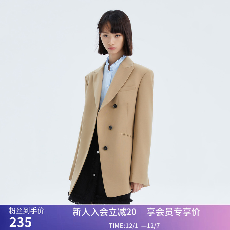 秒杀【商场同款】LILY春新款女装别致洋气斜门襟干练通勤西装外套