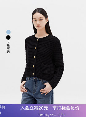 【专柜甄选】LILY冬新款女装复古优雅小香风气质通勤针织开衫