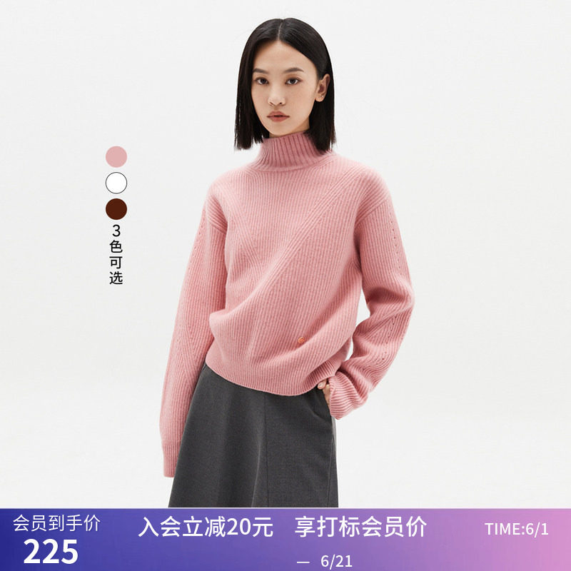 【商场同款】LILY冬新款女装全绵羊毛气质通勤保暖半高领毛衣