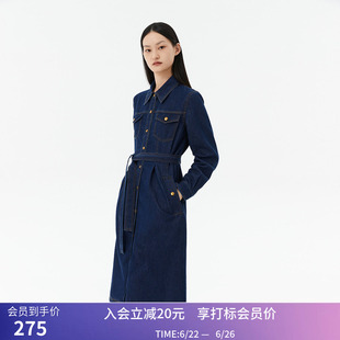 【商场同款】LILY冬新款女装时尚气质休闲通勤牛仔衬衫连衣裙