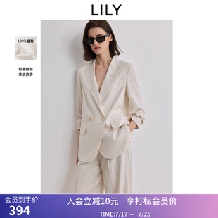 【醋酸】LILY夏新款女装职业通勤休闲高级感米色西装外套