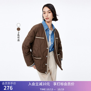 LILY冬新款女装气质通勤优雅V领复古小香风羽绒服外套小个子