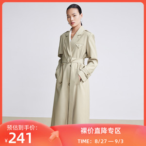 【商场同款】LILY春新款女装气质双排扣复古英伦宽松风衣外套