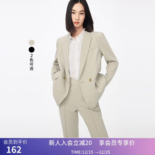 秒杀LILY秋新款女装凉爽醋酸双排扣宽松休闲西装外套职业装小西装