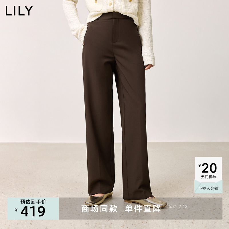 【商场同款】LILY2025春新款女装复古垂感百搭通勤直筒裤休闲裤女