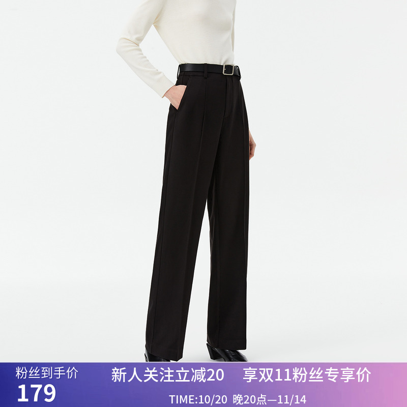 【商场同款】LILY冬新款女装都市通勤显瘦直筒阔腿西装休闲裤