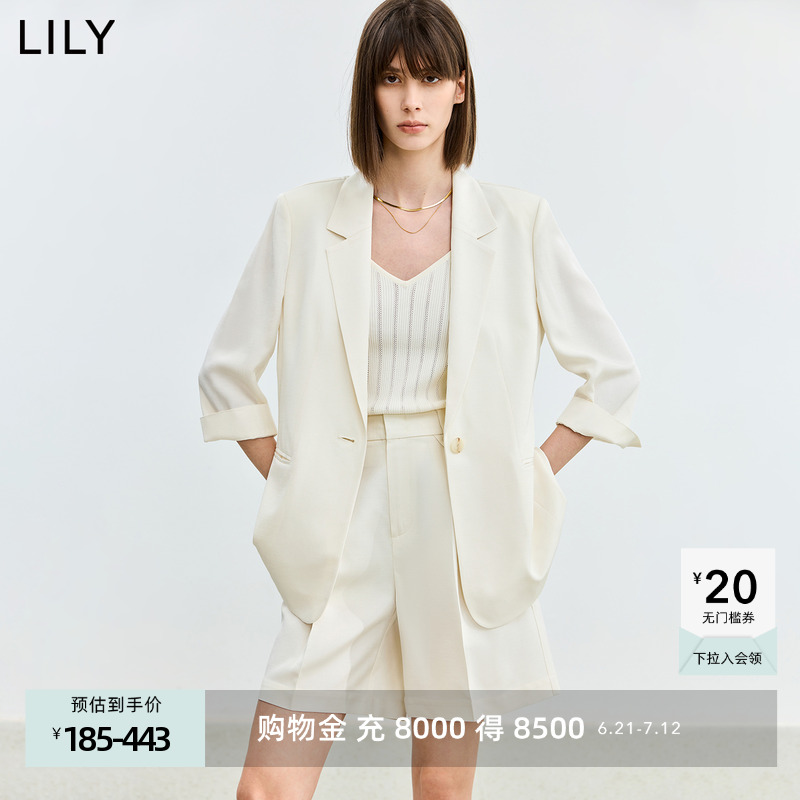 100%醋酸【宋茜同款】LILY2024夏新款凉爽垂坠通勤休闲西装外套女