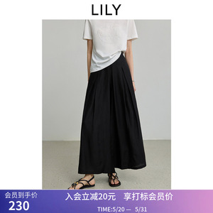 【商场同款】LILY夏新款女装醋酸混纺休闲直筒阔腿裤通勤裙裤