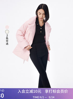 LILY冬新款女装都市气质通勤款鹅绒时尚腰带西装式羽绒服外套