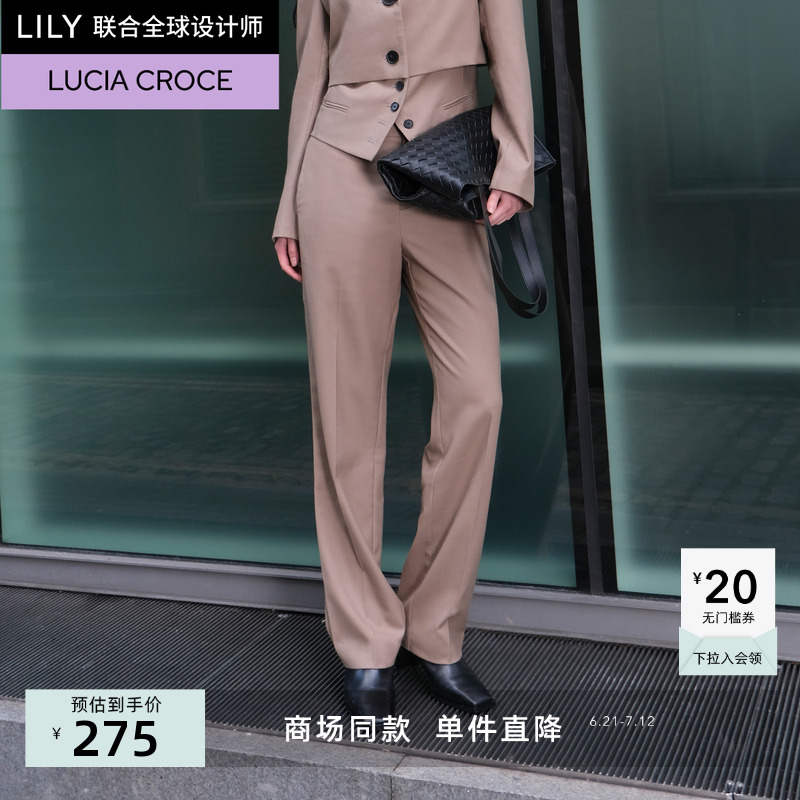 【商场同款】LILY2024春新款女装全绵羊毛时尚通勤直筒西装休闲裤