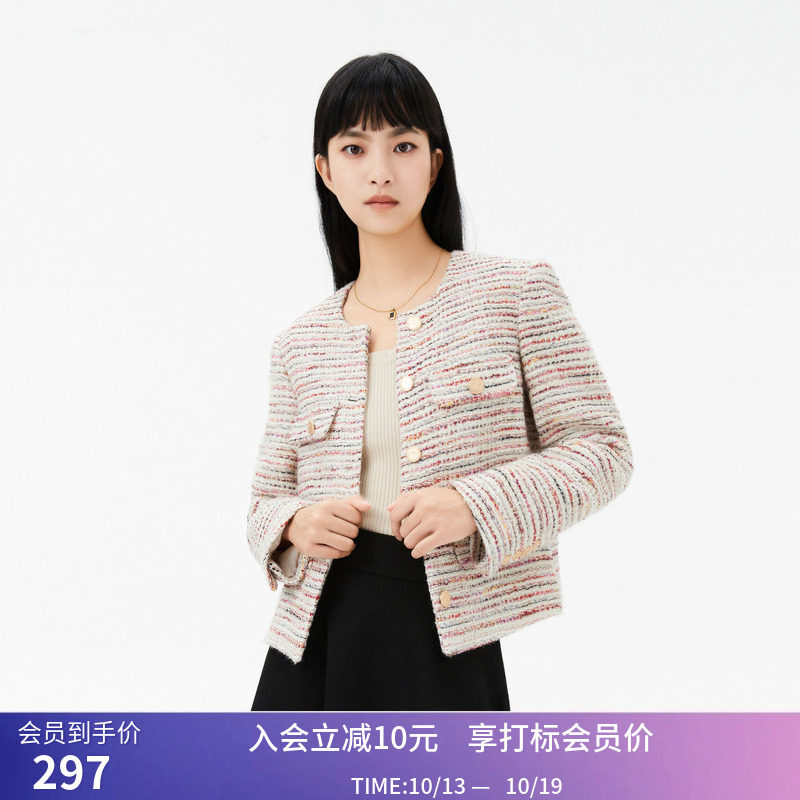 【商场同款】LILY春新款女装复古小香风通勤款短外套