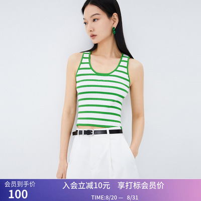 【商场同款】LILY夏新款女装复古绿时尚BM风修身针织背心内搭