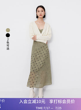 【商场同款】LILY春新款女装设计感两件套扭结毛衫吊带连衣裙