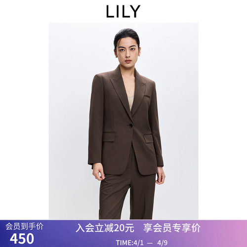 LILY2026春新款女装复古老钱风气质职场通勤宽肩直身廓形西装外套
