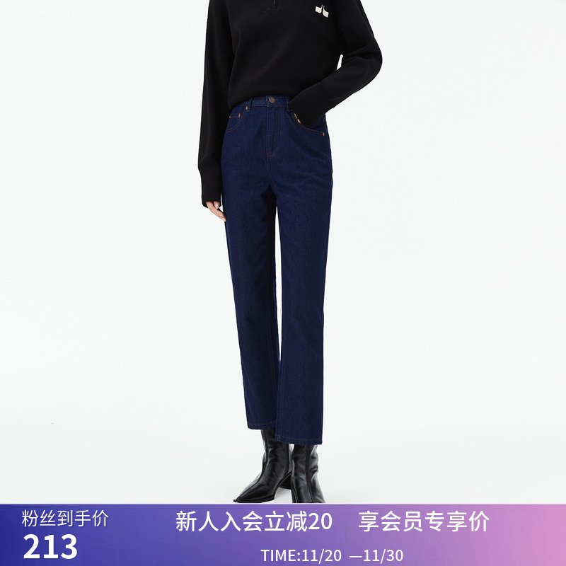 【商场同款】LILY春新款女装全棉复古休闲通勤款铅笔裤牛仔裤