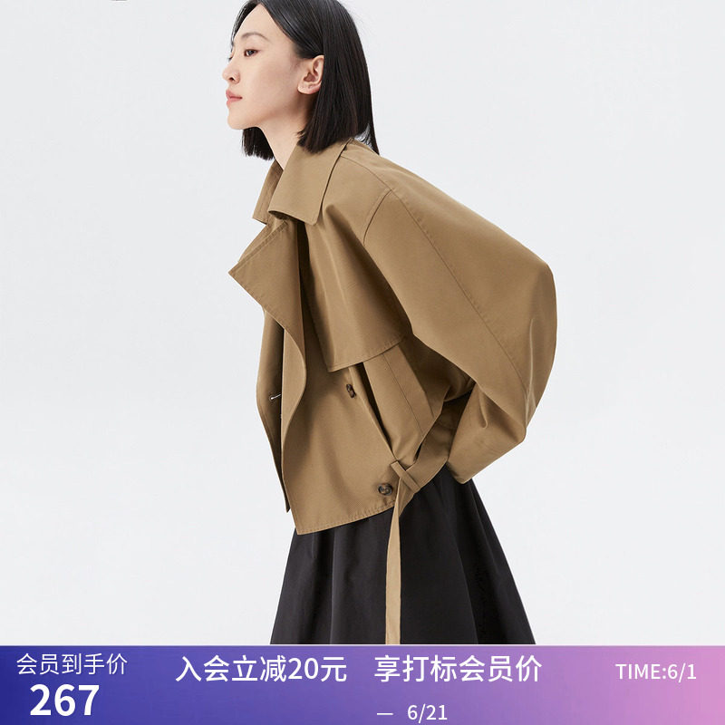 秒杀【商场同款】LILY秋新款女装复古时尚通勤宽松短款风衣外套女
