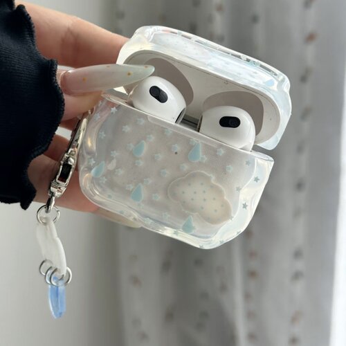 ins半透云朵雨滴适用苹果airpods