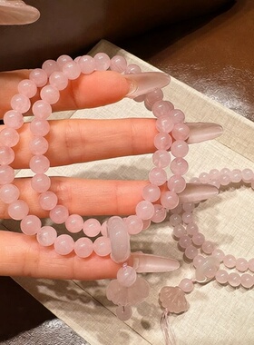 樱花落雨~清冷感粉珠贝壳手链