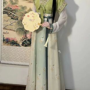 唐制汉服女【行春令】刺绣唐褙子圆领对襟衫齐腰襦裙显瘦日常套装