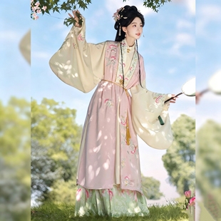 明制汉服女重工刺绣长比甲立领大袖衫日常通勤马面裙秋冬古风套装