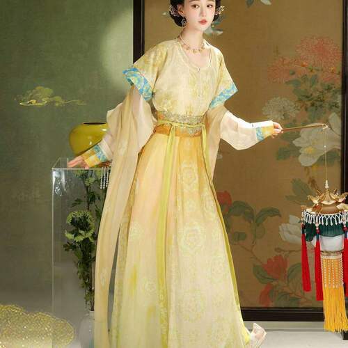 唐制汉服女褙子半袖齐腰襦裙春夏