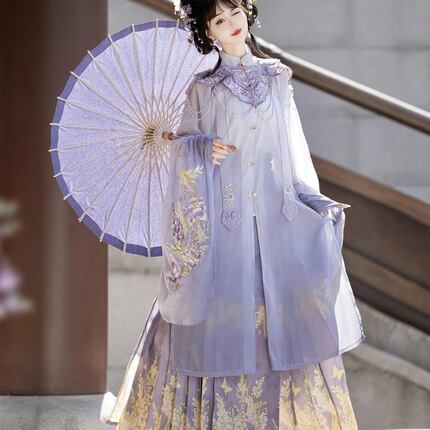 明制汉服女重工刺绣云肩立领对襟衫端庄贤淑春夏古装中国风马面裙