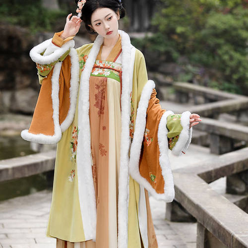 加绒保暖唐制汉服外长袄齐胸套装