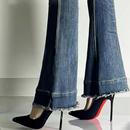 通勤浅口单鞋 网红尖头黑色红底床上高跟鞋 女细跟气质性感2024新款