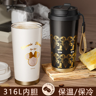 新款 迪士尼米奇保温杯轻奢吸管男女学生成人礼物咖啡杯530ml10623