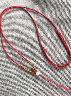 手工编织吊坠红绳翡翠玉石蜜蜡平安扣男女宝宝项链绳挂脖可调节