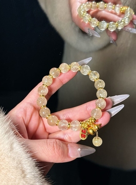 金芒裹福禄」天然金发晶手链女招财转运珠葫芦手串送女友闺蜜礼物