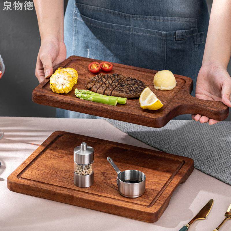 木质牛排盘西餐盘乌檀木长方形