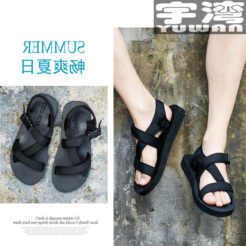TRENDY SPRING AND SUMMER NEW VIETNAMESE DRAG COUPLE BEACH CROSS BELT LIGHT NET RED SANDALS FOR MEN TO WEAR SPOT DELIVERY