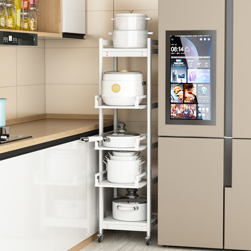 锅架厨房置物架落地多层抽拉式太空铝锅具电饭锅收纳层架可移动加